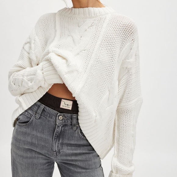 Free People White Cable Knit Sweater - Picture 3 of 8